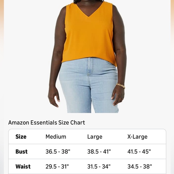 Amazon Essentials Women's Orange V-Neck layering Top - Picture 4 of 6